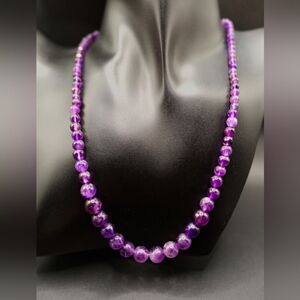 100.00 ctw African Amethyst Graduatated Bead Necklace 18 Inches